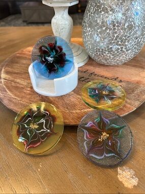 Handcrafted Floral Resin Coasters - Multicolor (Set of 4)